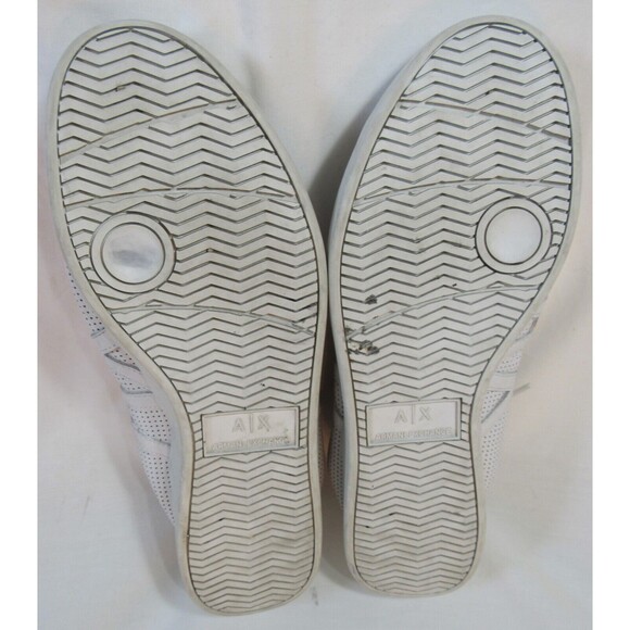 Armani Exchange Logo Perforated Leather White Lace Up Sneakers Size 10 EUC - Picture 10 of 10